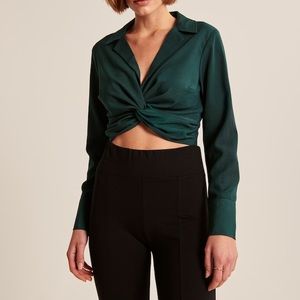 Brand new Abercrombie Cropped Long-Sleeve Knotted Top
